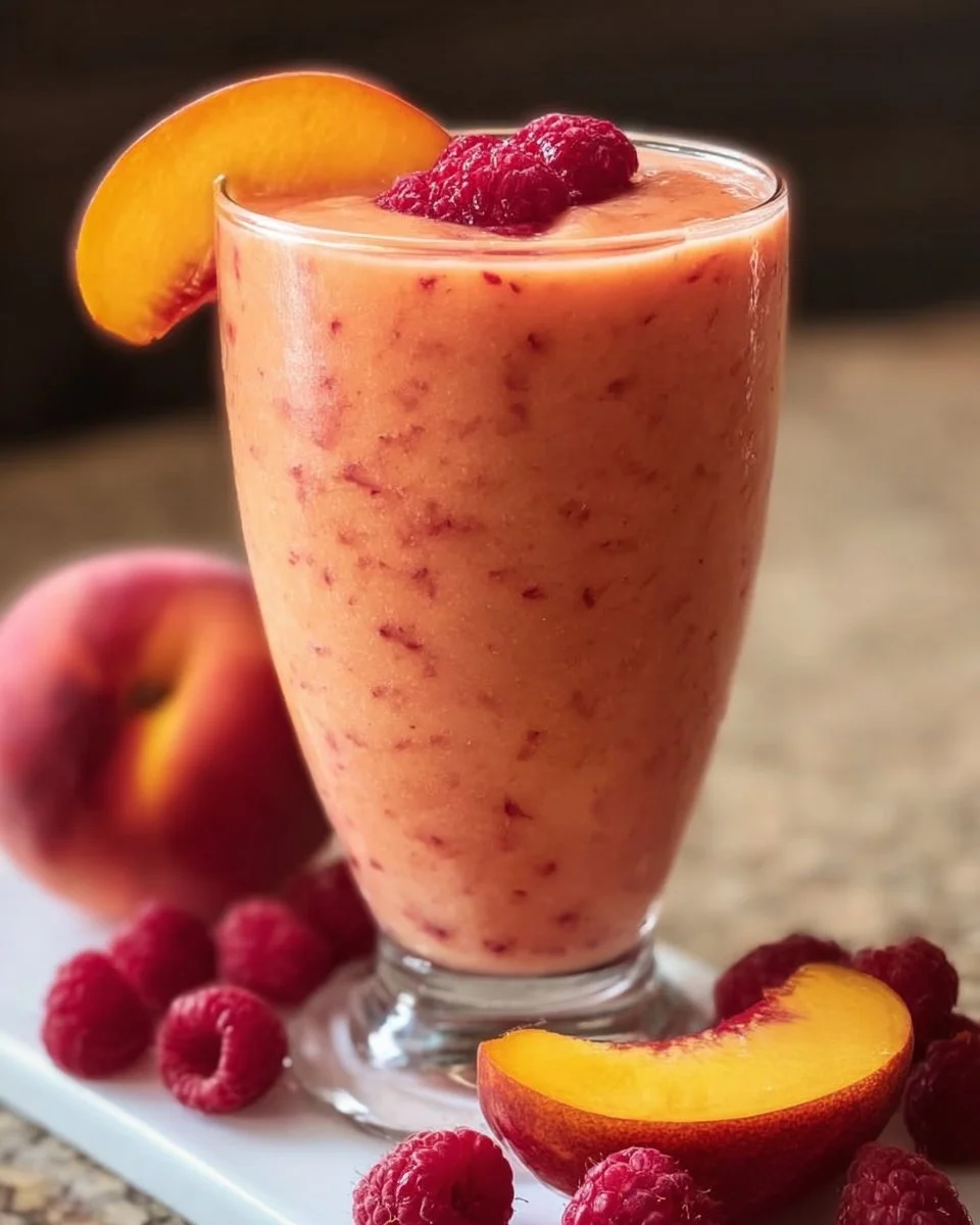 Smoothie Energizante de Durazno y Frambuesas