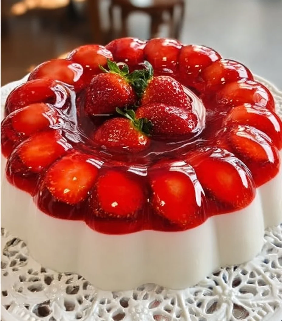 Gelatina de fresas naturales con tres leches