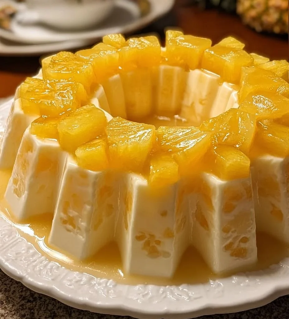 Gelatina de Piña con Queso Crema