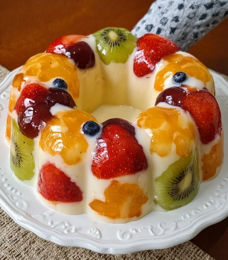 Gelatina de Queso Crema y Fruta