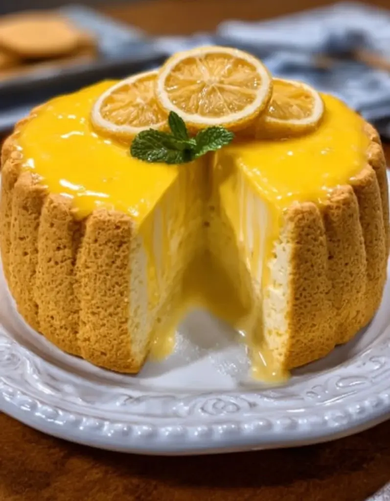 Postre de Limón Expres en un plato decorativo
