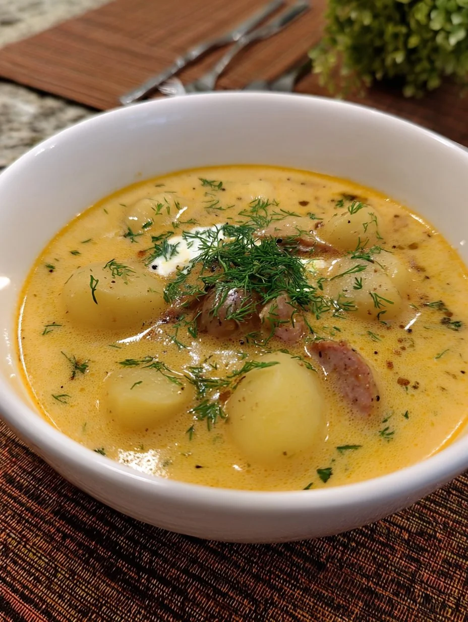 Sopa cremosa de patata y salchicha