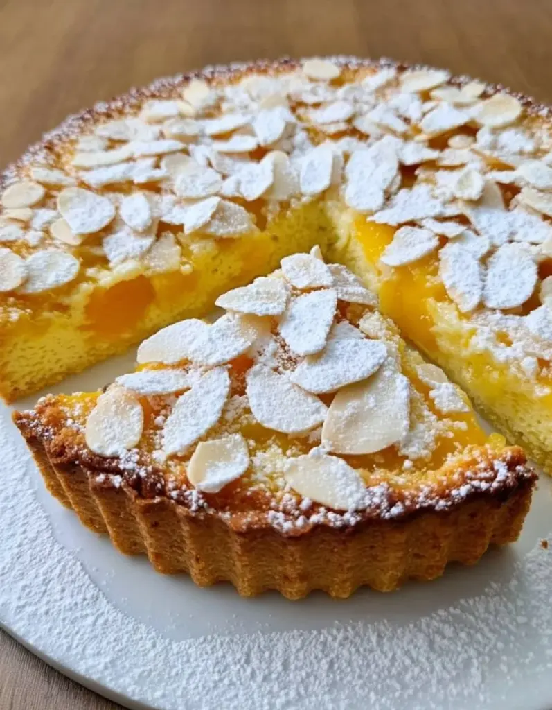 Tarta de durazno y crema decorada, ideal para Año Nuevo.