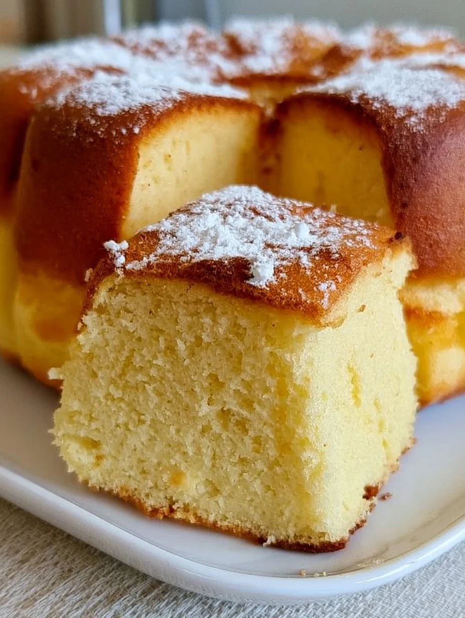 Bizcocho de Leche de la Abuela recién horneado y esponjoso en un plato