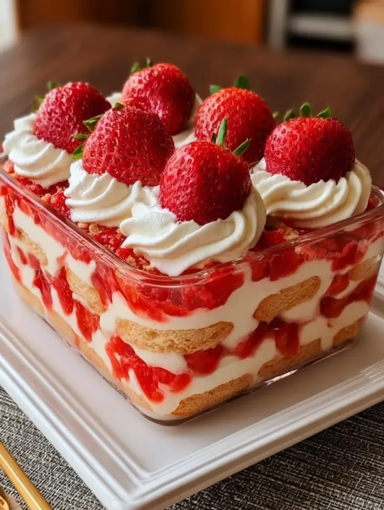 Carlota de Fresa Cremosa Sin Horno, postre fácil y delicioso