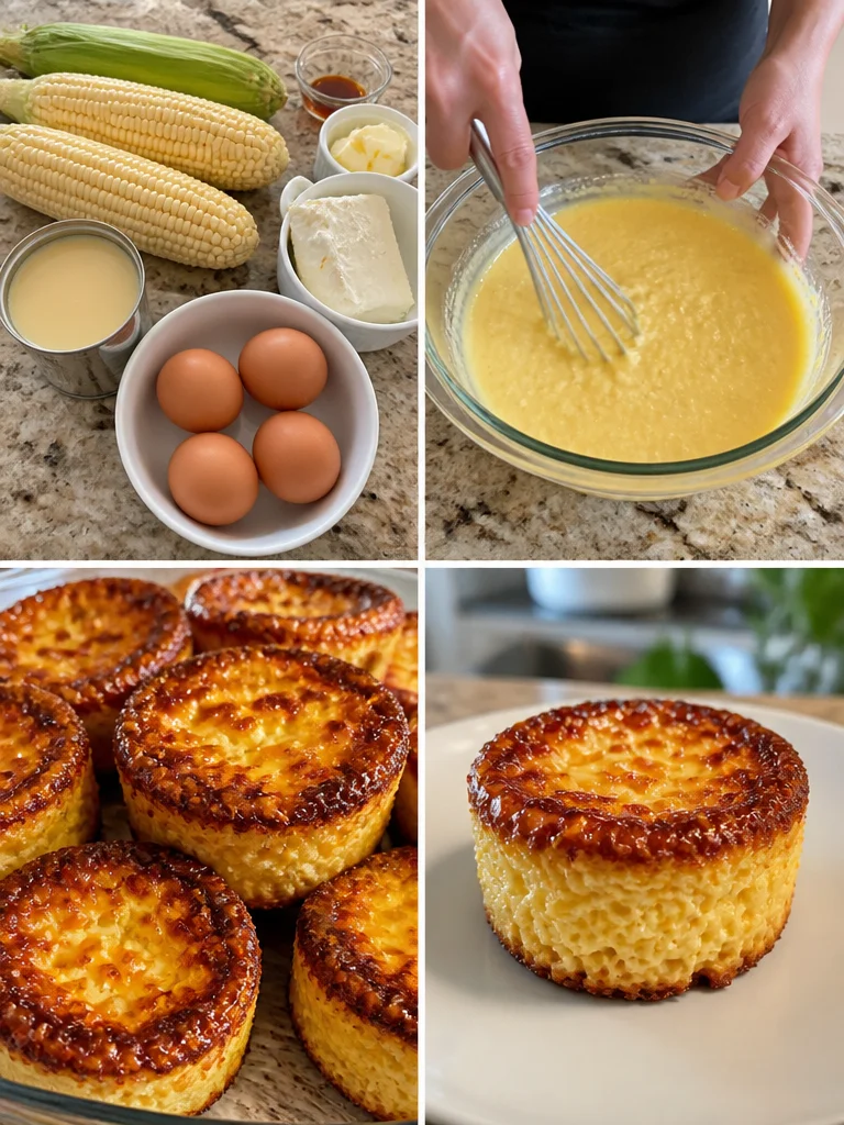 Flanecitos de Elote con Queso Crema, un postre cremoso y dulce