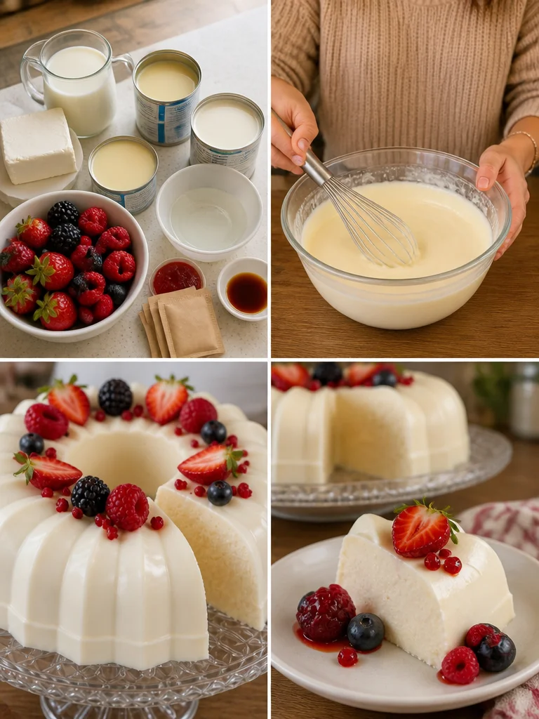 Gelatina de queso crema deliciosa y cremosa lista para servir