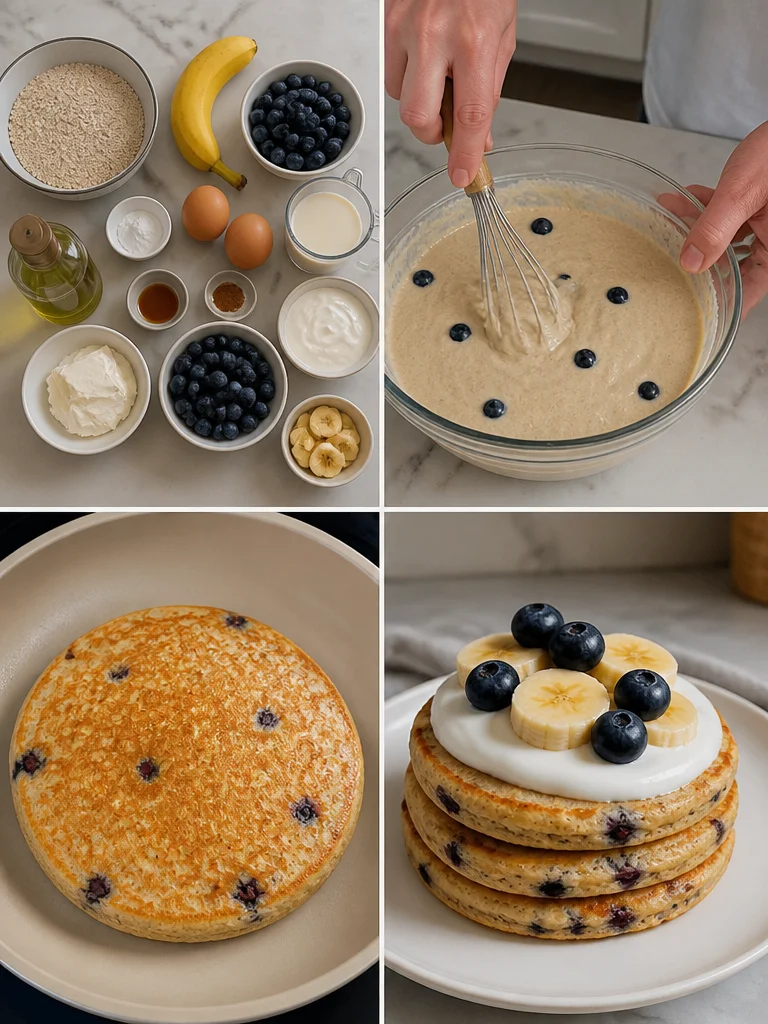 Hotcakes de avena con arándanos