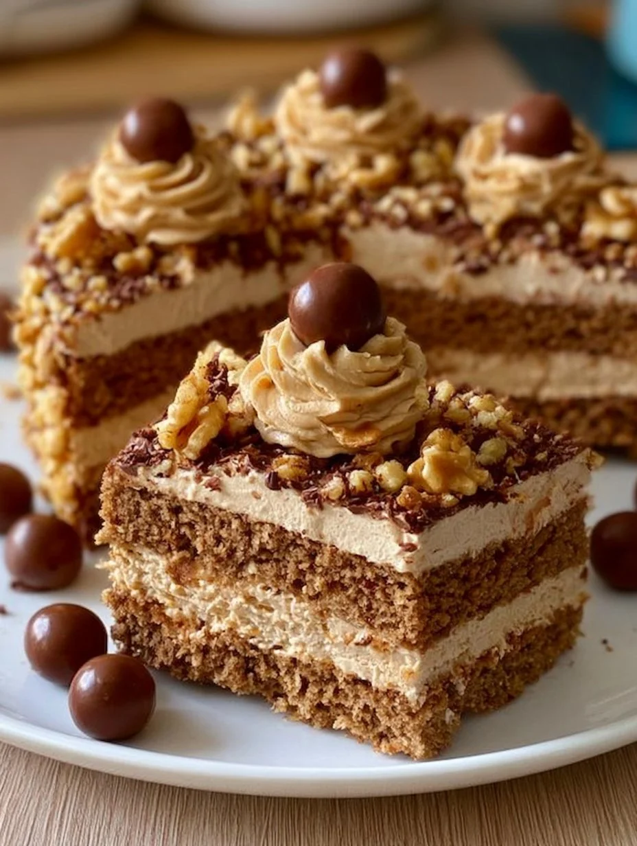 Delicioso pastel de café con chocolate y nueces, ideal para cualquier ocasión.