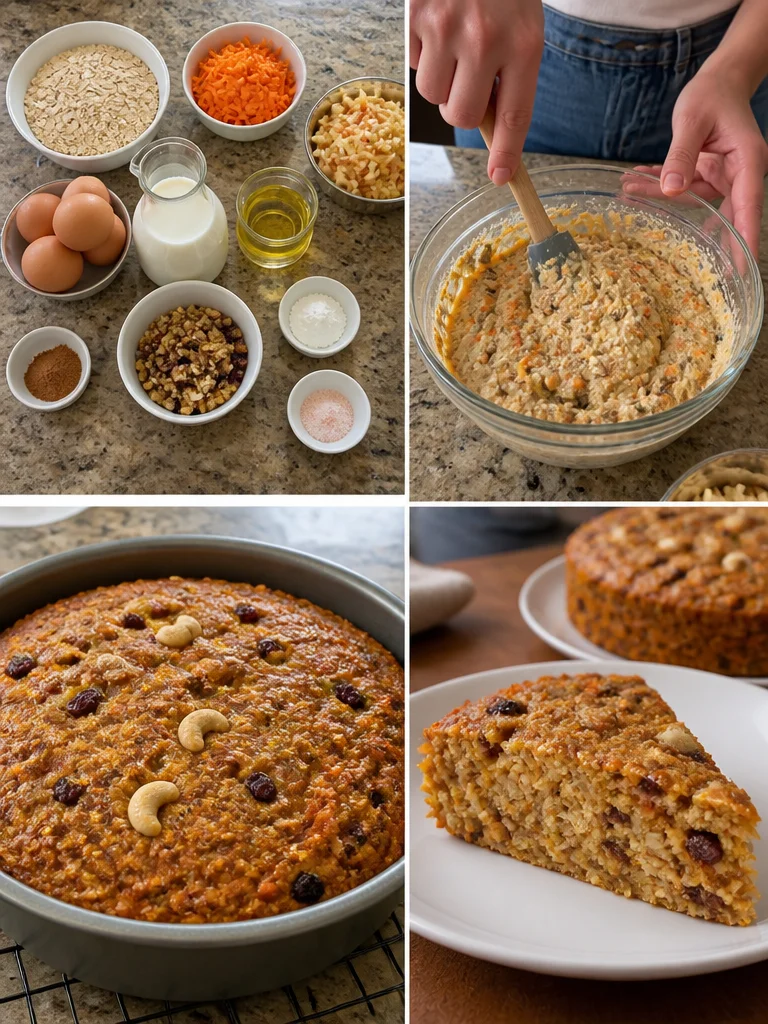 Pastel saludable de avena, manzana y zanahoria en un plato decorativo