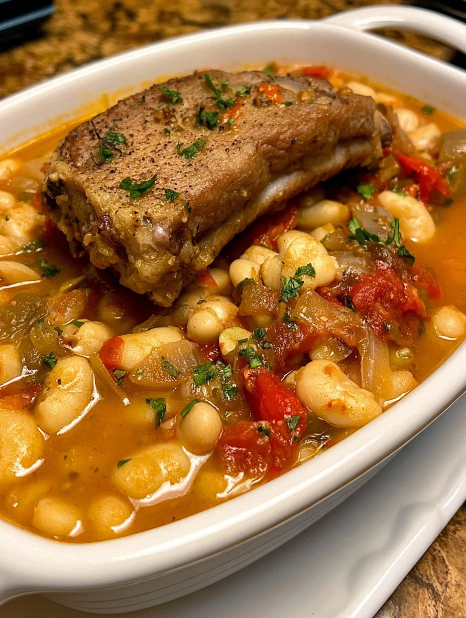 Costillas de cerdo con frijoles blancos