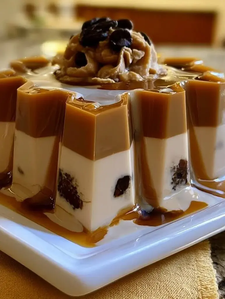 Gelatina de café con tres leches, un postre cremoso y delicioso.