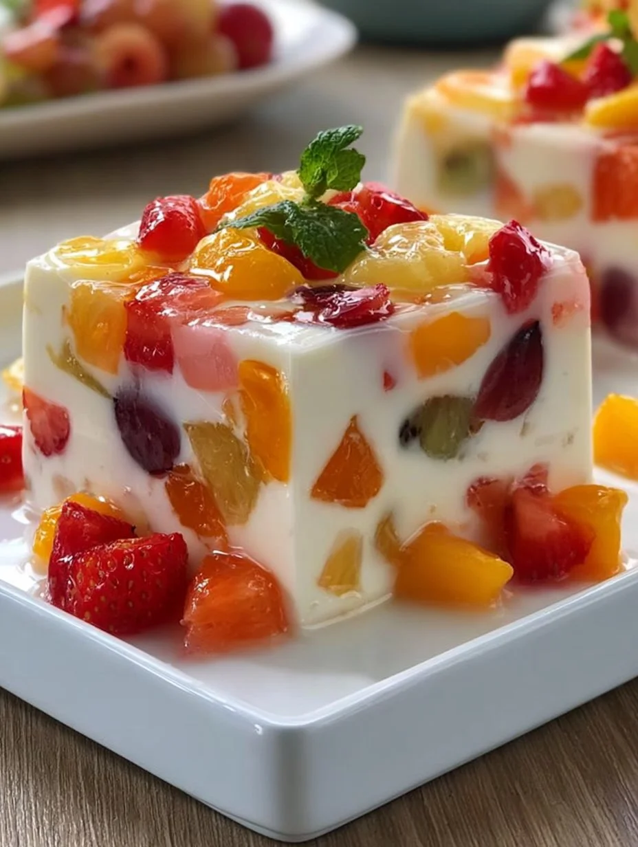 Gelatina de Queso Crema y Frutas