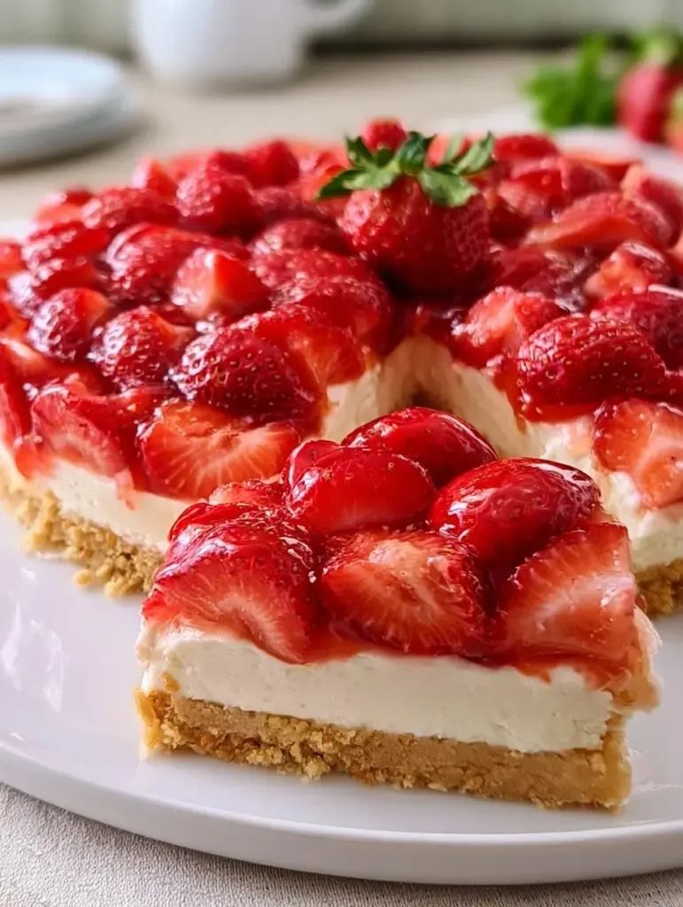 Tarta de fresa y crema, un postre delicioso y colorido.